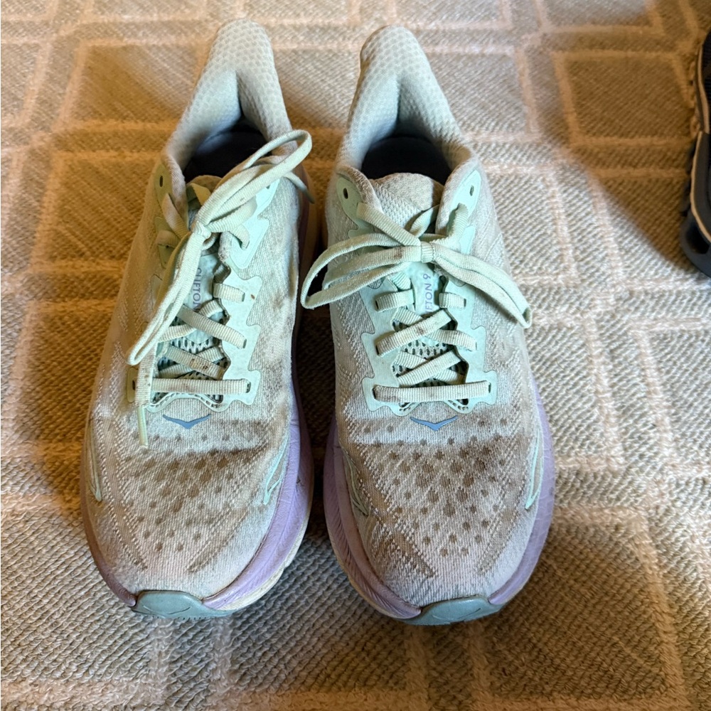 Hoka One One Mint and Lavender Athletic Shoes